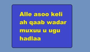 Alle asoo keli ah qaab wadar muxuu u ugu hadlaa 