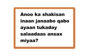 Anoo ka shakisan inaan janaabo qabo ayaan tukaday salaadaas ansax miyaa?