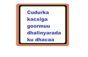 Cudurka kacsiga goormuu dhalinyarada ku dhacaa