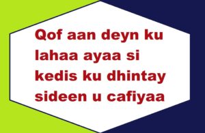 Qof aan deyn ku lahaa ayaa si kedis ku dhintay sideen u cafiyaa