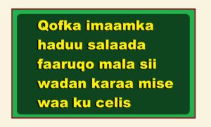 Qofka imaamka haduu salaada faaruqo mala sii wadan karaa mise waa ku celis