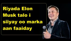 Riyada Elon Musk talo i siiyay oo marka aan faaiday