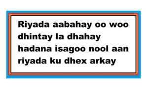 Riyada aabahay oo woo dhintay la dhahay hadana isagoo nool aan riyada ku dhex arkay