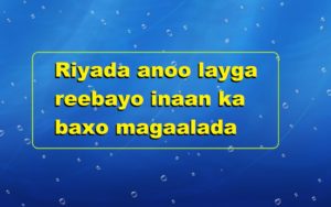 Riyada anoo layga reebayo inaan ka baxo magaalada