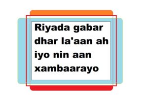 Riyada gabar dhar la'aan ah iyo nin aan xambaarayo