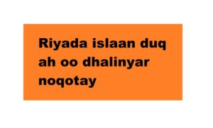 Riyada islaan duq ah oo dhalinyar noqotay