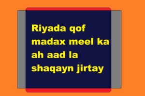 Riyada qof madax meel ka ah aad la shaqayn jirtay 