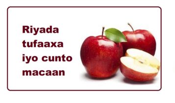 Riyada tufaaxa iyo cunto macaan