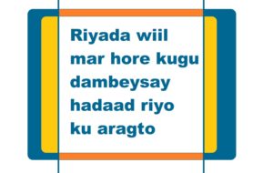 Riyada wiil mar hore kugu dambeysay hadaad riyo ku aragto