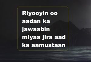 Riyooyin oo aadan ka jawaabin miyaa jira aad ka aamustaan