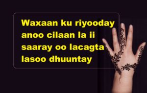 Waxaan ku riyooday anoo cilaan la ii saaray oo lacagta lasoo dhuuntay