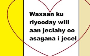 Waxaan ku riyooday wiil aan jeclahy oo asagana i jecel