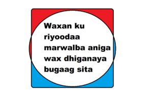 Waxan ku riyoodaa marwalba aniga wax dhiganaya bugaag sita