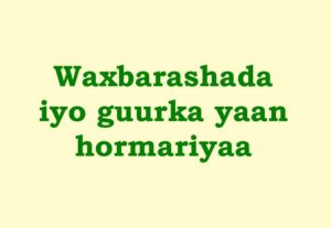 Waxbarashada iyo guurka yaan hormariyaa