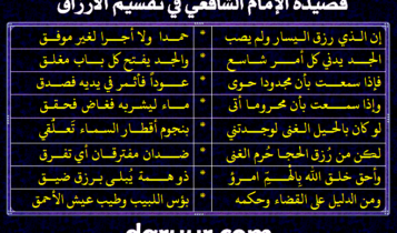 قصيدة الإمام الشافعي في قسمة الأرزاق بين بين الخلق