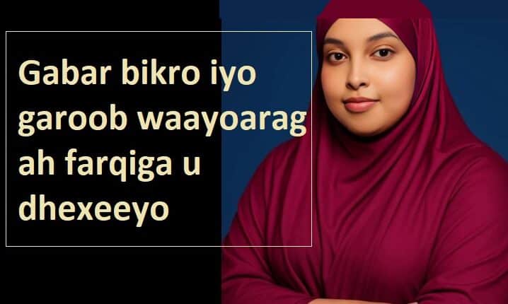 Gabar bikro iyo garoob waayoarag ah farqiga u dhexeeyo