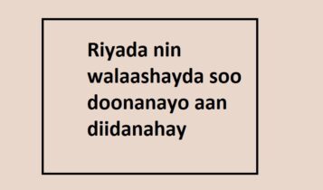 Riyada nin walaashayda soo doonanayo aan diidanahay Riyada nin walaashayda soo doonanayo aan diidanahay