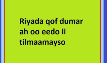 Riyada qof dumar ah oo eedo ii tilmaamayso Riyada qof dumar ah oo eedo ii tilmaamayso
