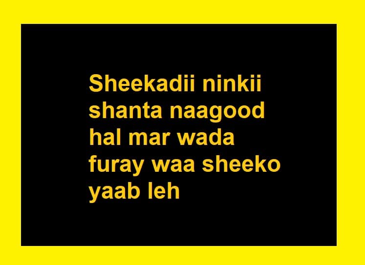 Sheekadii ninkii shanta naagood hal mar wada furay waa sheeko yaab leh
