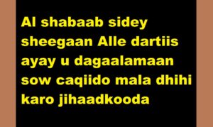 Al shabaab sidey sheegaan Alle dartiis ayay u dagaalamaan sow caqiido mala dhihi karo jihaadkooda