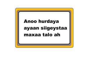 Anoo hurdaya ayaan siigeystaa maxaa talo ah