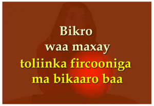 Bikro waa maxay toliinka fircooniga ma bikaaro baa