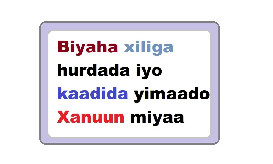 Biyaha xiliga hurdada iyo kaadida yimaado Xanuun miyaa