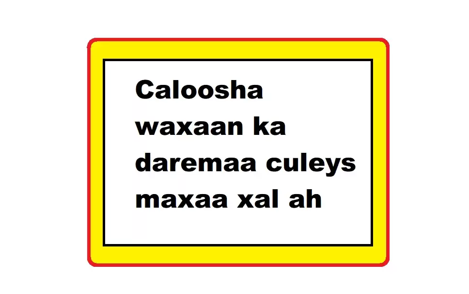 Caloosha waxaan ka daremaa culeys maxaa xal ah