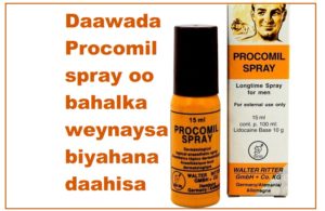 Daawada Procomil spray oo bahalka weynaysa biyahana daahisa