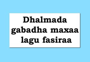 Dhalmada gabadha maxaa lagu fasiraa