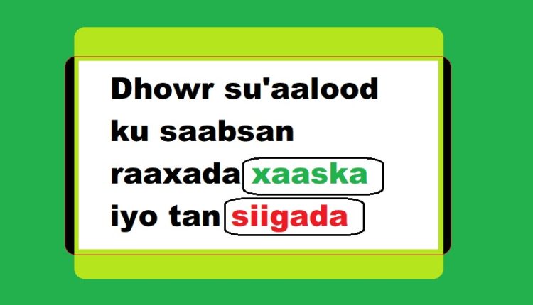 Dhowr su’aalood ku saabsan raaxada xaaska iyo tan siigada