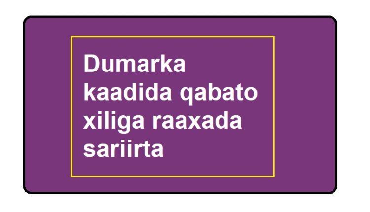 Dumarka kaadida qabto xiliga raaxada sariirta 0