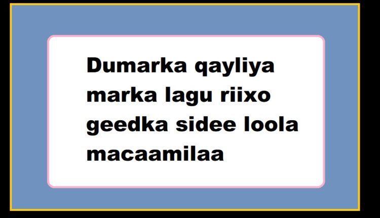 Dumarka qayliya marka lagu riixo geedka sidee loola macaamilaa