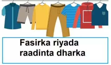 Fasirka riyada raadinta dharka