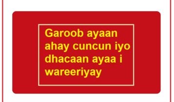 Garoob ayaan ahay cuncun iyo dhacaan ayaa i wareeriyay