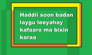 Haddii soon badan laygu leeyahay kafaaro ma bixin karaa