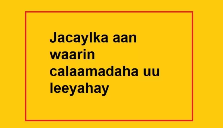 Jacaylka aan waarin calaamadaha uu leeyahay 1