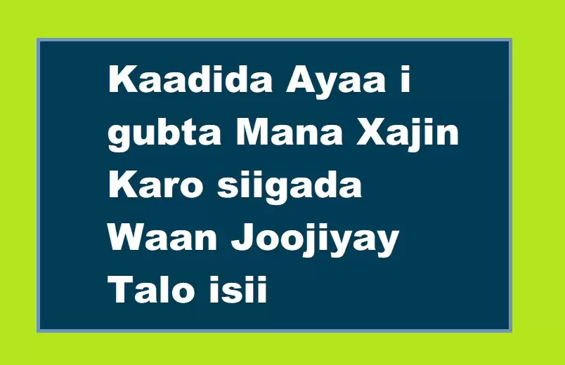 Kaadida Ayaa i gubta Mana Xajin Karo siigada Waan Joojiyay Talo isii