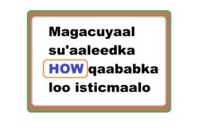 Magacuyaal su'aaleedka HOW qaababka loo isticmaalo