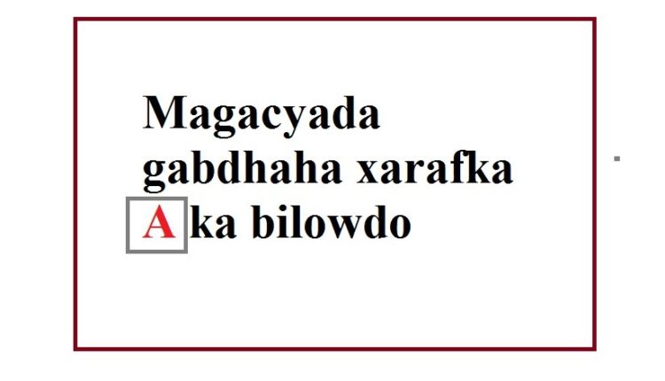 Magacyada gabdhaha xarafka A ka bilowdo