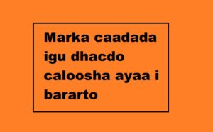 Marka caadada igu dhacdo caloosha ayaa i bararto