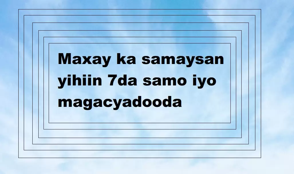Maxay ka samaysan yihiin 7da samo iyo magacyadooda