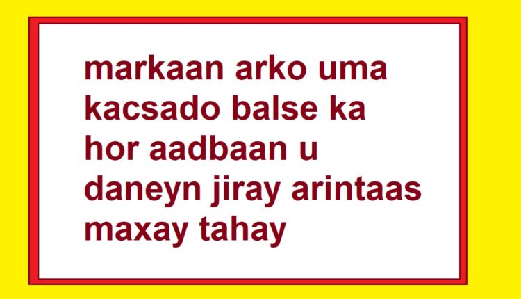 Muuqaalada qaawan markaan arko uma kacsado balse ka hor aadbaan u daneyn jiray arintaas maxay tahay