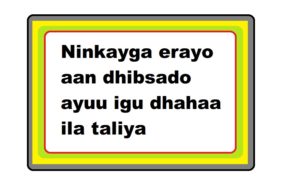 Ninkayga erayo aan dhibsado ayuu igu dhahaa ila taliya