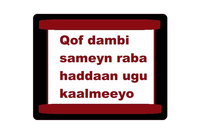 Qof dambi sameyn raba haddaan ugu kaalmeeyo