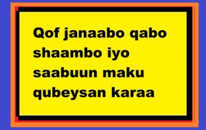 Qof janaabo qabo shaambo iyo saabuun maku qubeysan karaa