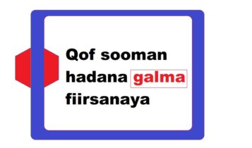 Qof sooman hadana galma fiirsanaya