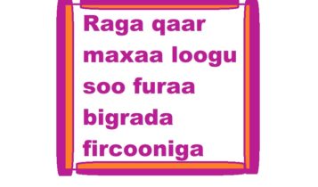 Raga qaar maxaa loogu soo furaa bigrada fircooniga