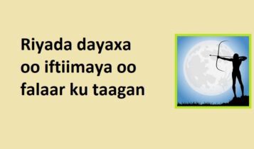 Riyada dayaxa oo iftiimaya oo falaar ku taagan 