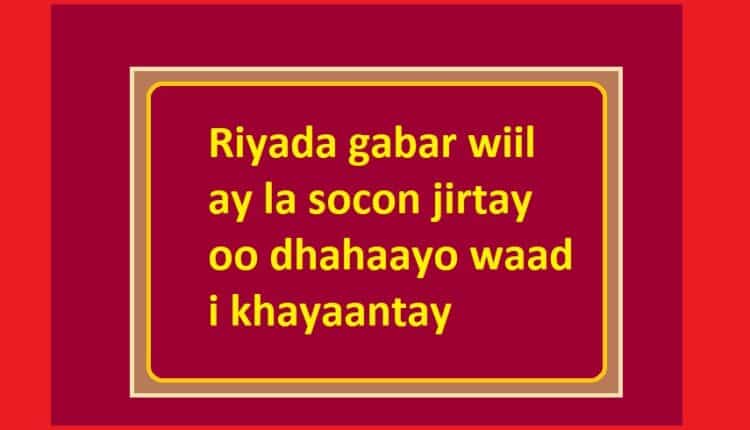 Riyada gabar wiil ay la socon jirtay oo dhahaayo waad i khayaantay